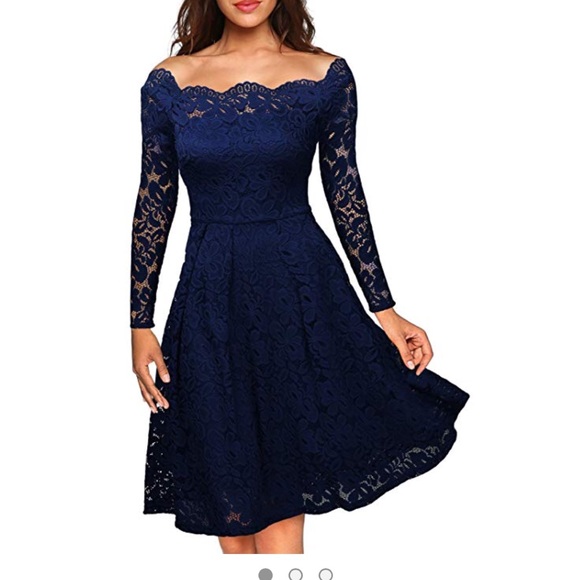 SOLD / Red Wine or BlackDress Off Shoulder Lace - Picture 3 of 8